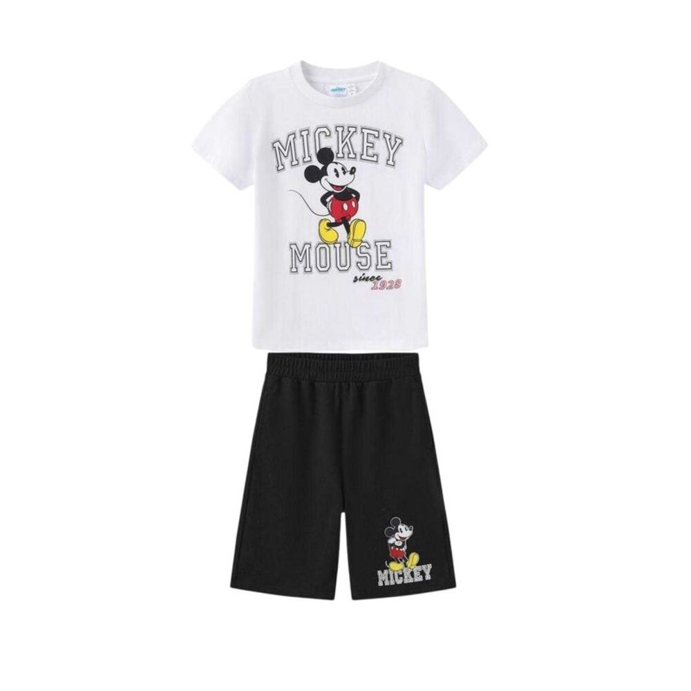 Disney Childrens/Kids Mickey Mouse T-Shirt & Shorts Set / White/Black